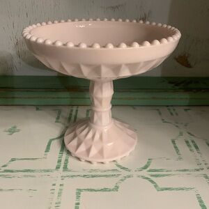 Vintage Jeanette Milk Glass Round Compote